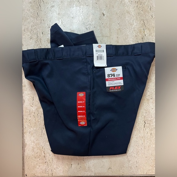 Genuine Dickies Mens Flex 874 Work Pants Original Fit Navy Blue Straight - 50x30 - Picture 1 of 7